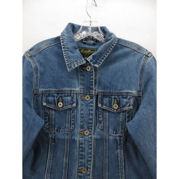 VINTAGE Eddie Bauer Jacket Small Trucker Motorcycle Denim Button Up - Picture 2 of 10